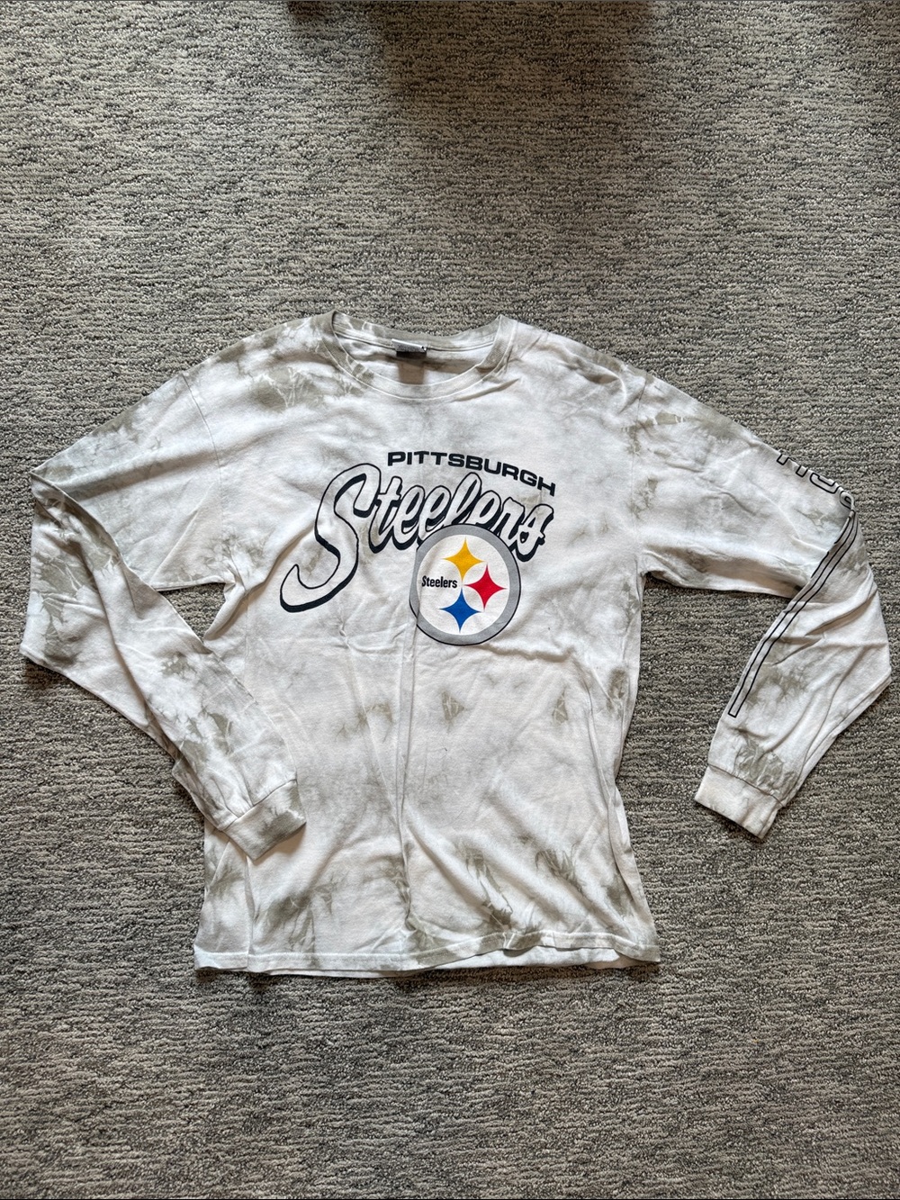 Junk Food Clothing Pittsburgh Steelers White Tie-Dye Long Sleeve Tee